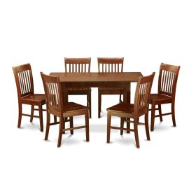 Mission Style 7-piece Dining Set in Mahogany Wood Finish Mission Style 7-piece Dining Set in Mahogany Wood Finish